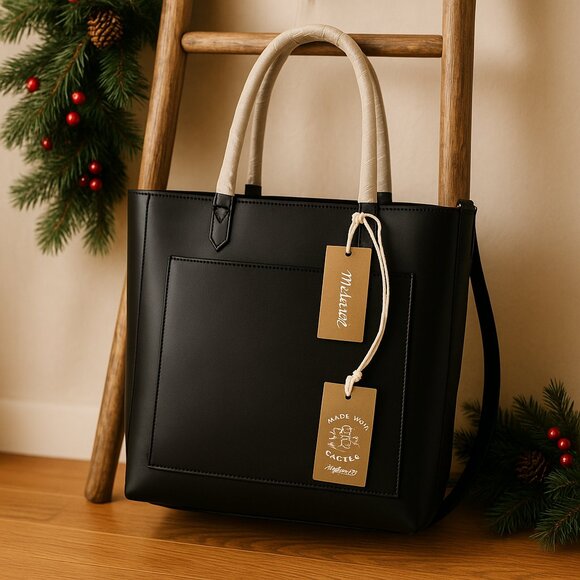 Madewell Transport Tote – NWT – Black – Cactus Vegan Leather - Picture 1 of 10